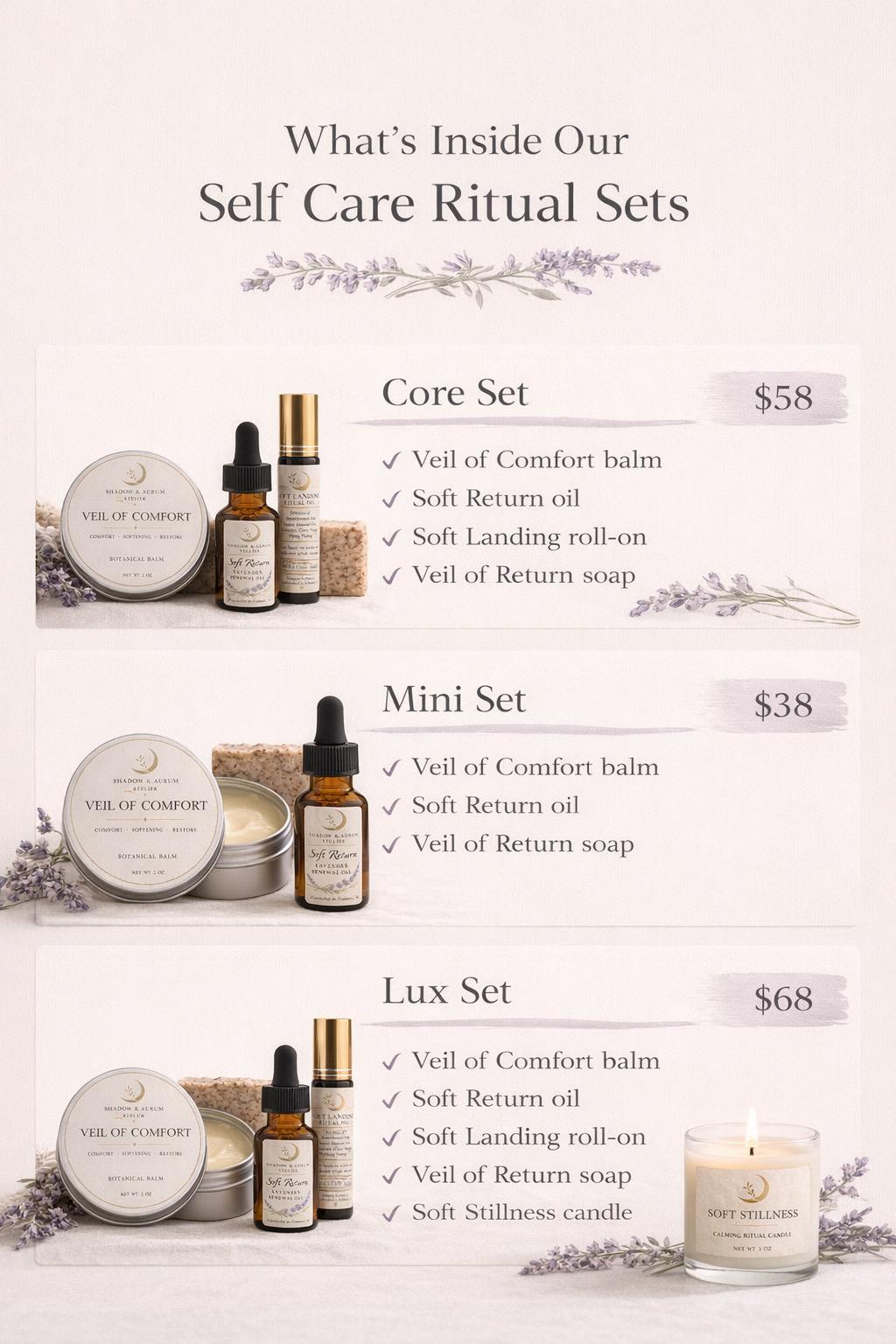 Self Care Ritual Set | Relaxation, Stress Relief, Botanical Balm, Body Oil