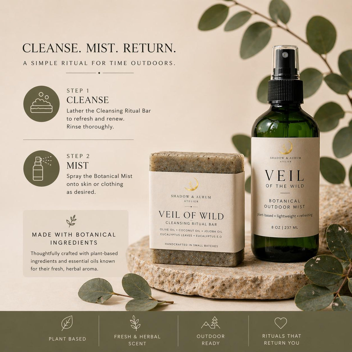 Eucalyptus Herbal Ritual Set | Natural Soap + Botanical Mist (Outdoor Self Care)