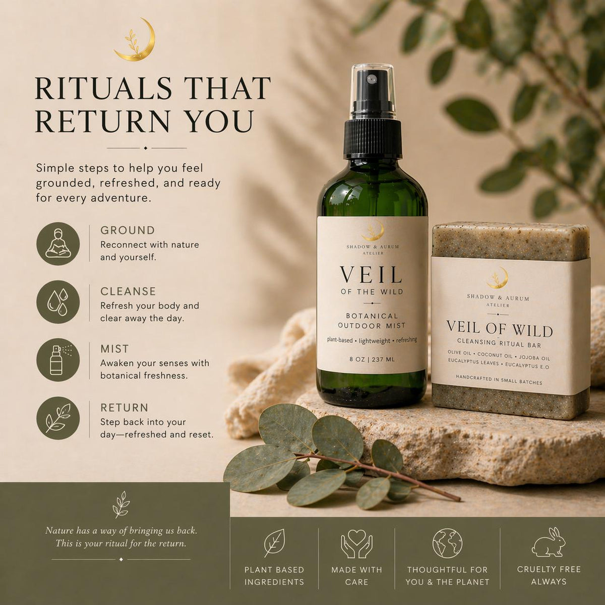 Eucalyptus Herbal Ritual Set | Natural Soap + Botanical Mist (Outdoor Self Care)