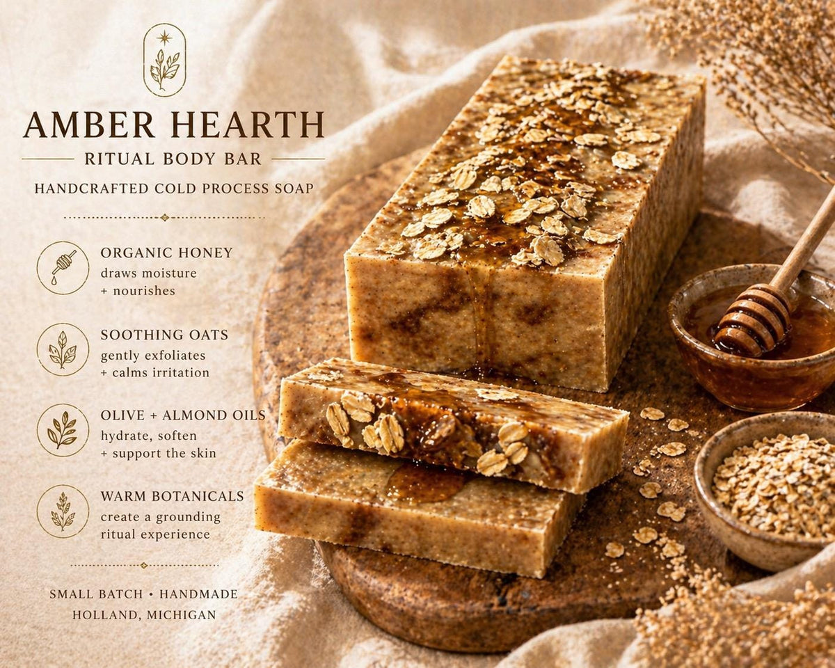 Honey Oatmeal Cold Process | Natural Scent | Moisturizing | Sensitive Skin| Amber Hearth Ritual Bar