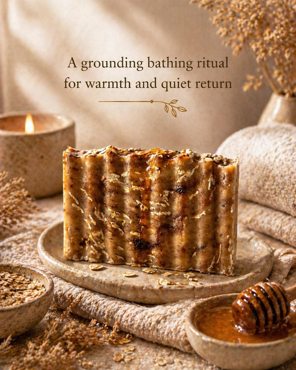 Honey Oatmeal Cold Process | Natural Scent | Moisturizing | Sensitive Skin| Amber Hearth Ritual Bar