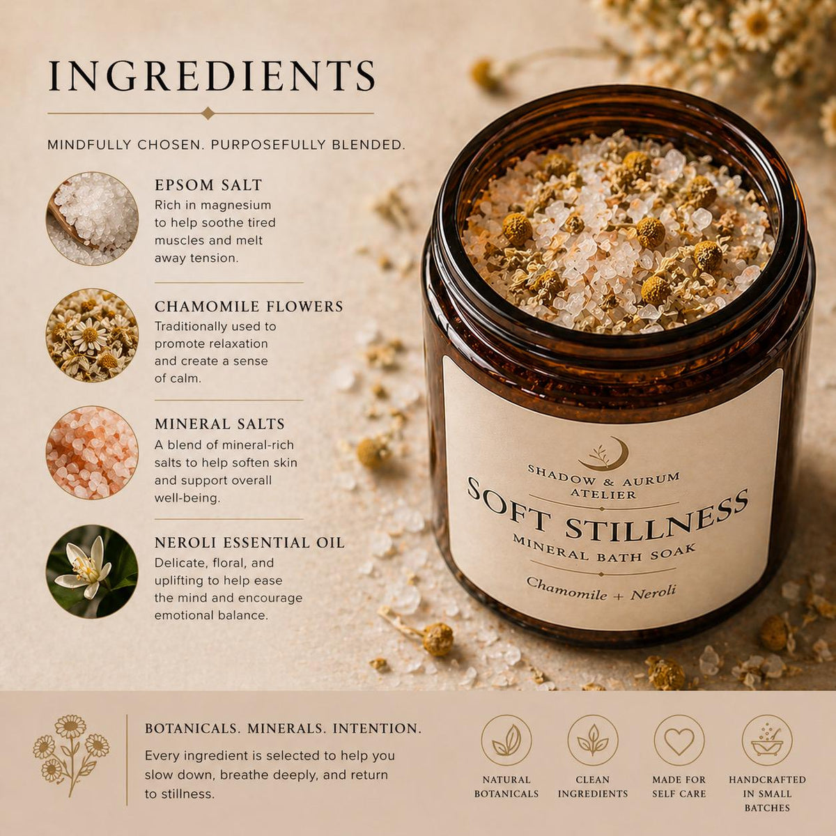 Mineral Bath Soak | Chamomile, Neroli| All Natural Relaxation Ritual | Celebrate Small Moments | Self Care