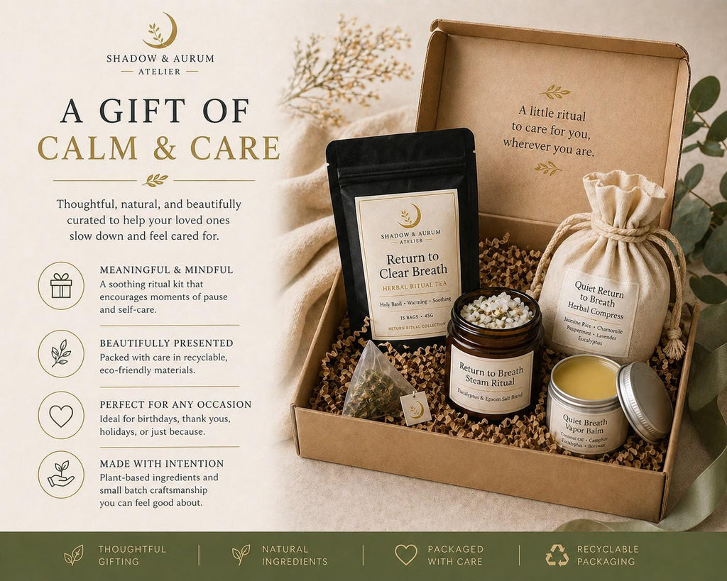Clear Breath Ritual Kit |Self Care | Herbal Tea, Steam Soak, Botanical Compress, Vapor Balm
