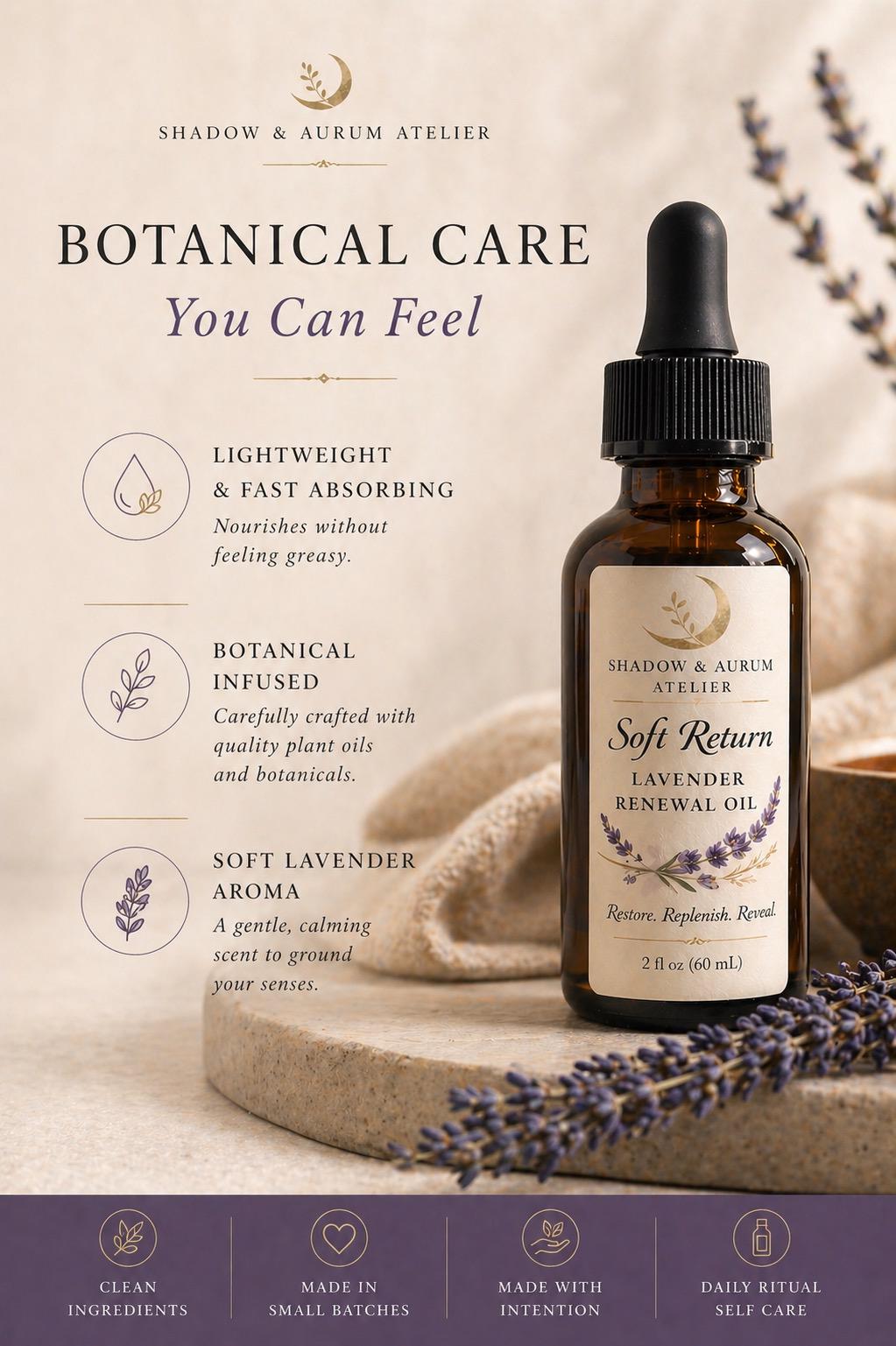 Lavender Renewal Oil | Botanical Hair, Face, Body Oil | Self Care Ritual | Multi-Use | All Natural
