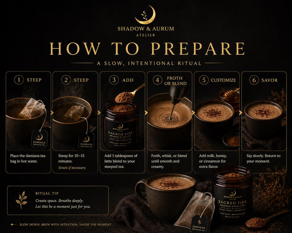 Damiana Latte Mix | Maca, Coco, Coconut Milk Powder| Evening Herbal Beverage | Sacred Moments Between