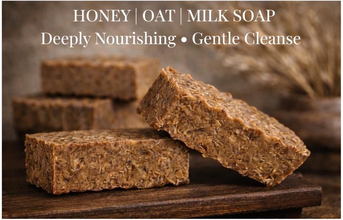 Honey, Oat, Milk Bar • Nourishing for Dry Sensitive Skin • Gentle Exfoliating • Golden Hearth Ritual