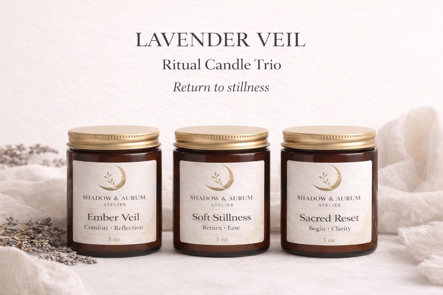 Lavender Candle Trio | Soy Wax Aromatherapy | All Natural Relaxation Ritual