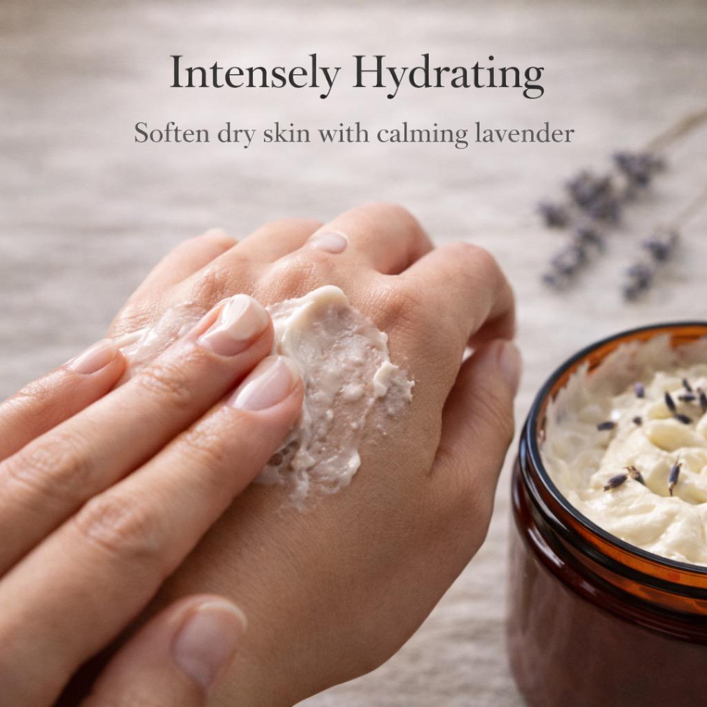 Handcrafted Lavender Body Butter | Whipped Shea Moisturizer, Botanical Blend