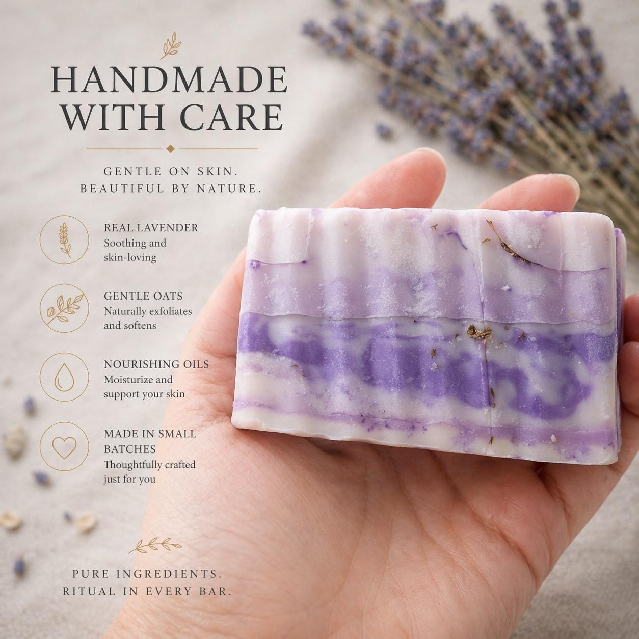 Lavender Oat Melt and Pour Body Bar | Soap | Hand Poured | Vitamin E | Self Care