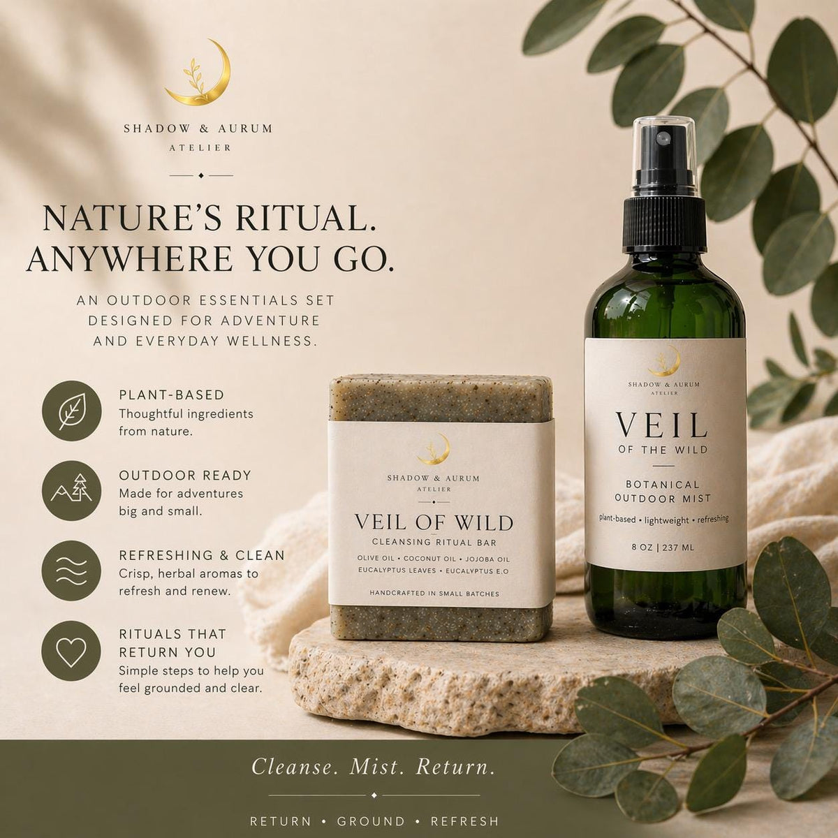 Eucalyptus Herbal Ritual Set | Natural Soap + Botanical Mist (Outdoor Self Care)