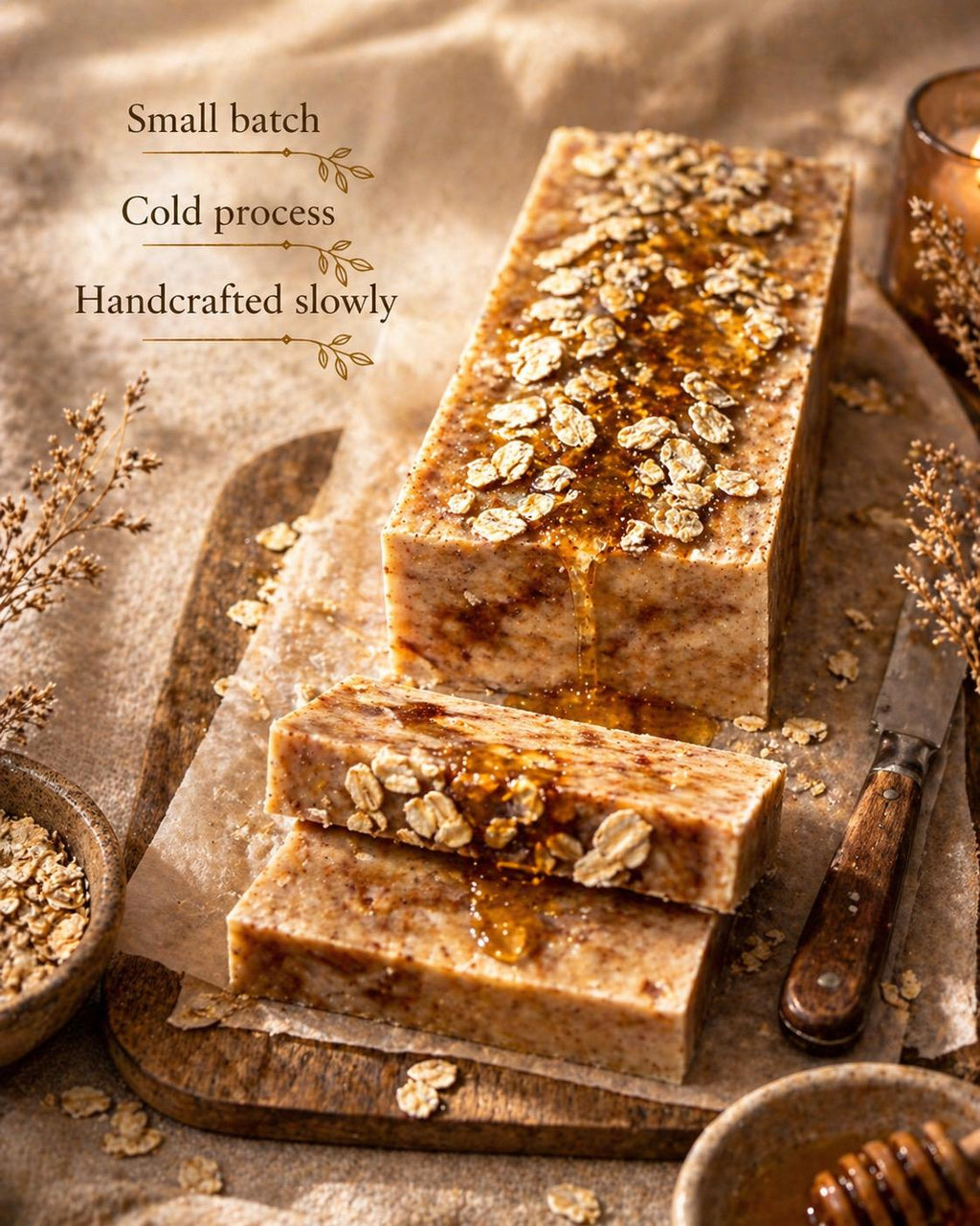 Honey Oatmeal Cold Process | Natural Scent | Moisturizing | Sensitive Skin| Amber Hearth Ritual Bar