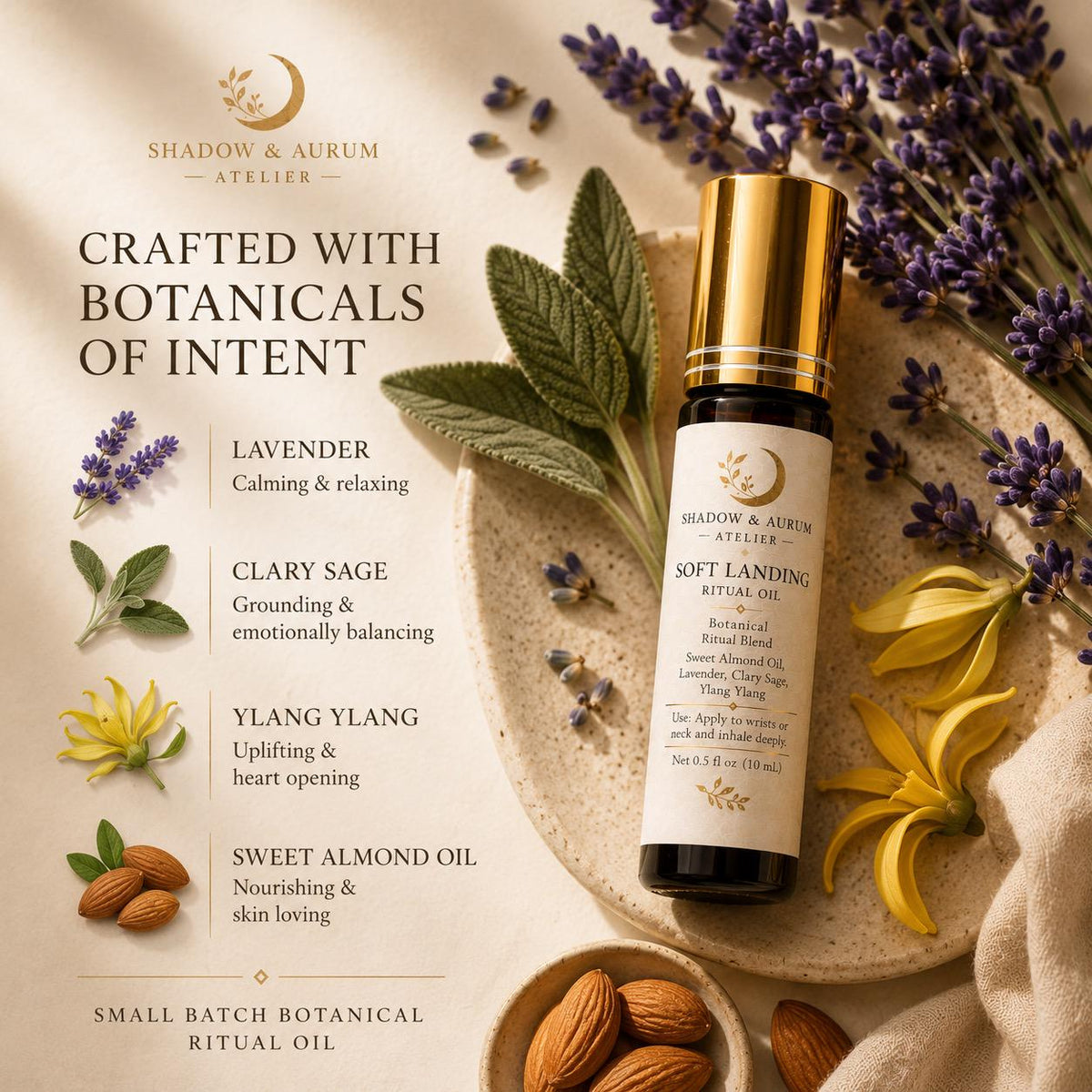 Lavender, Clary Sage, Ylang Ylang Blend | Essential Oil Roll On | Meditation | Aromatherapy