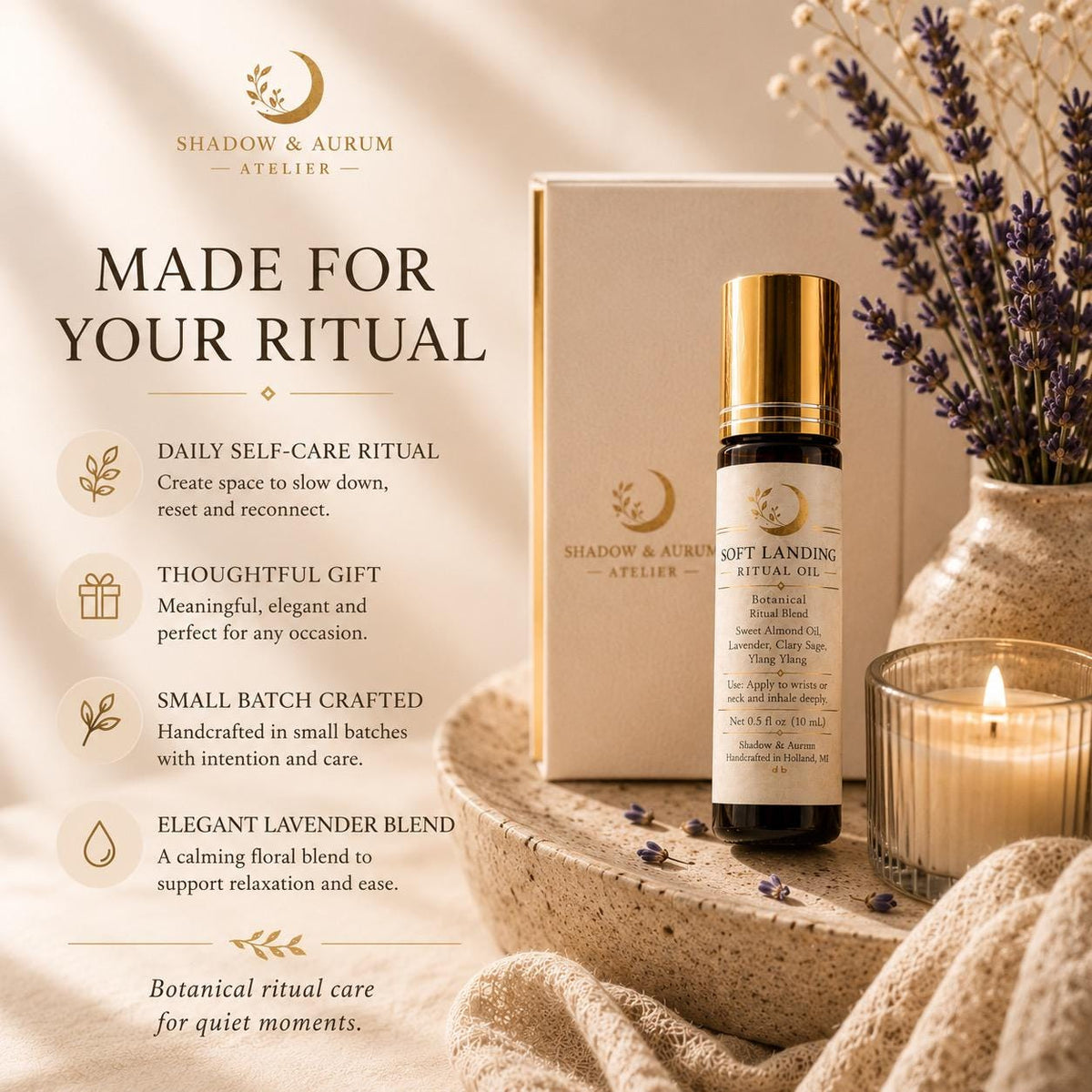 Lavender, Clary Sage, Ylang Ylang Blend | Essential Oil Roll On | Meditation | Aromatherapy