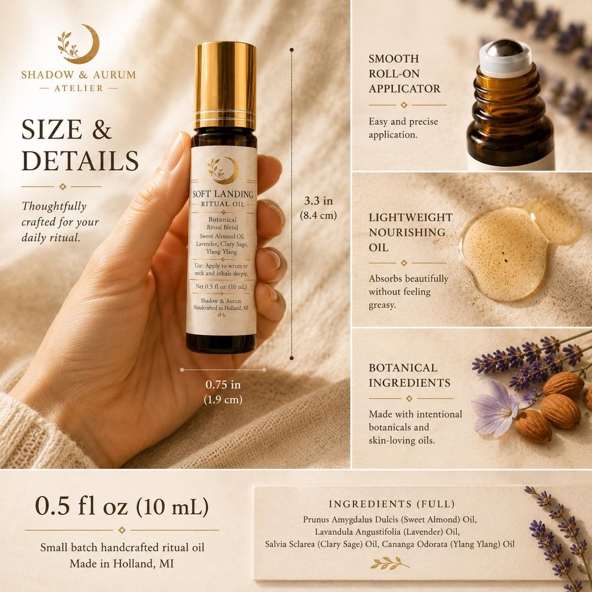 Lavender, Clary Sage, Ylang Ylang Blend | Essential Oil Roll On | Meditation | Aromatherapy