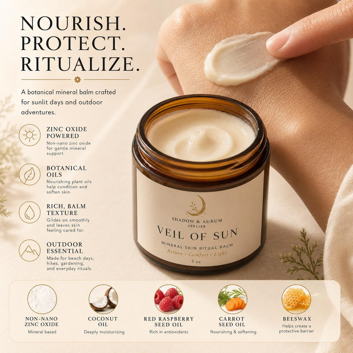 Outdoor Mineral Balm | Non-Nano Zinc Oxide Botanical Skin Ritual (Water-Free)