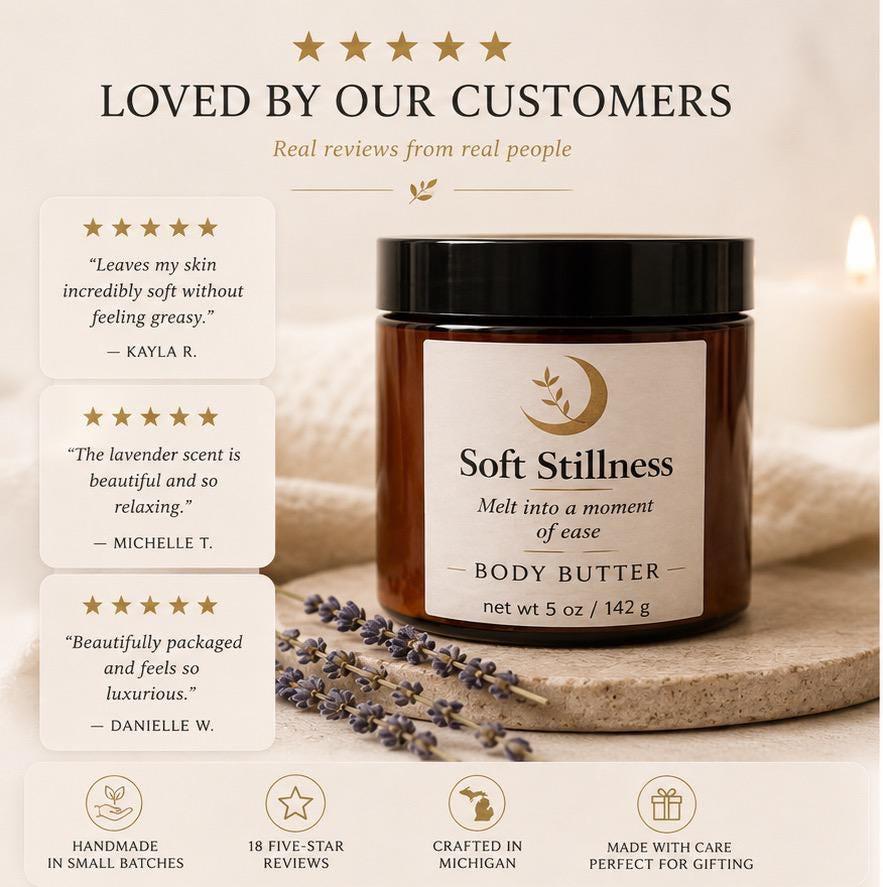 Handcrafted Lavender Body Butter | Whipped Shea Moisturizer, Botanical Blend