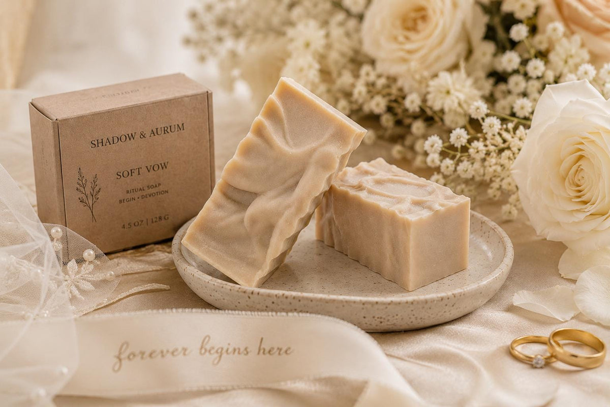 Soft Vow Wedding Soap Favor | Lavender Sage Vanilla Botanical Bar
