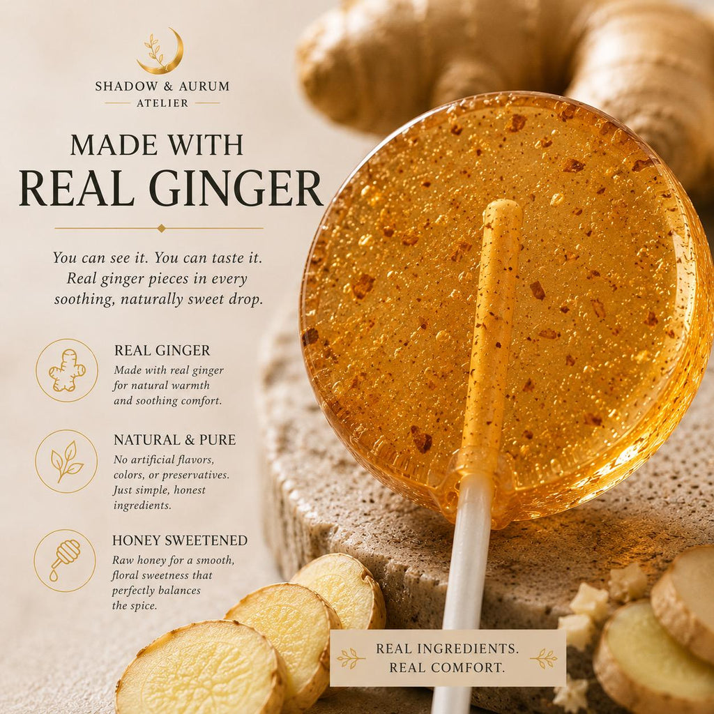 Ginger Honey Lollipops | Lemon Spice Botanical Candy, Small Batch Artisan Treat