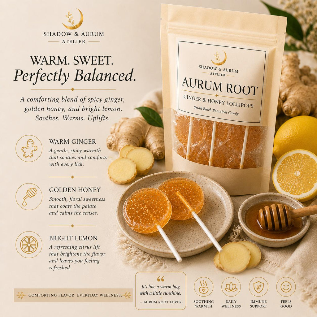 Ginger Honey Lollipops | Lemon Spice Botanical Candy, Small Batch Artisan Treat
