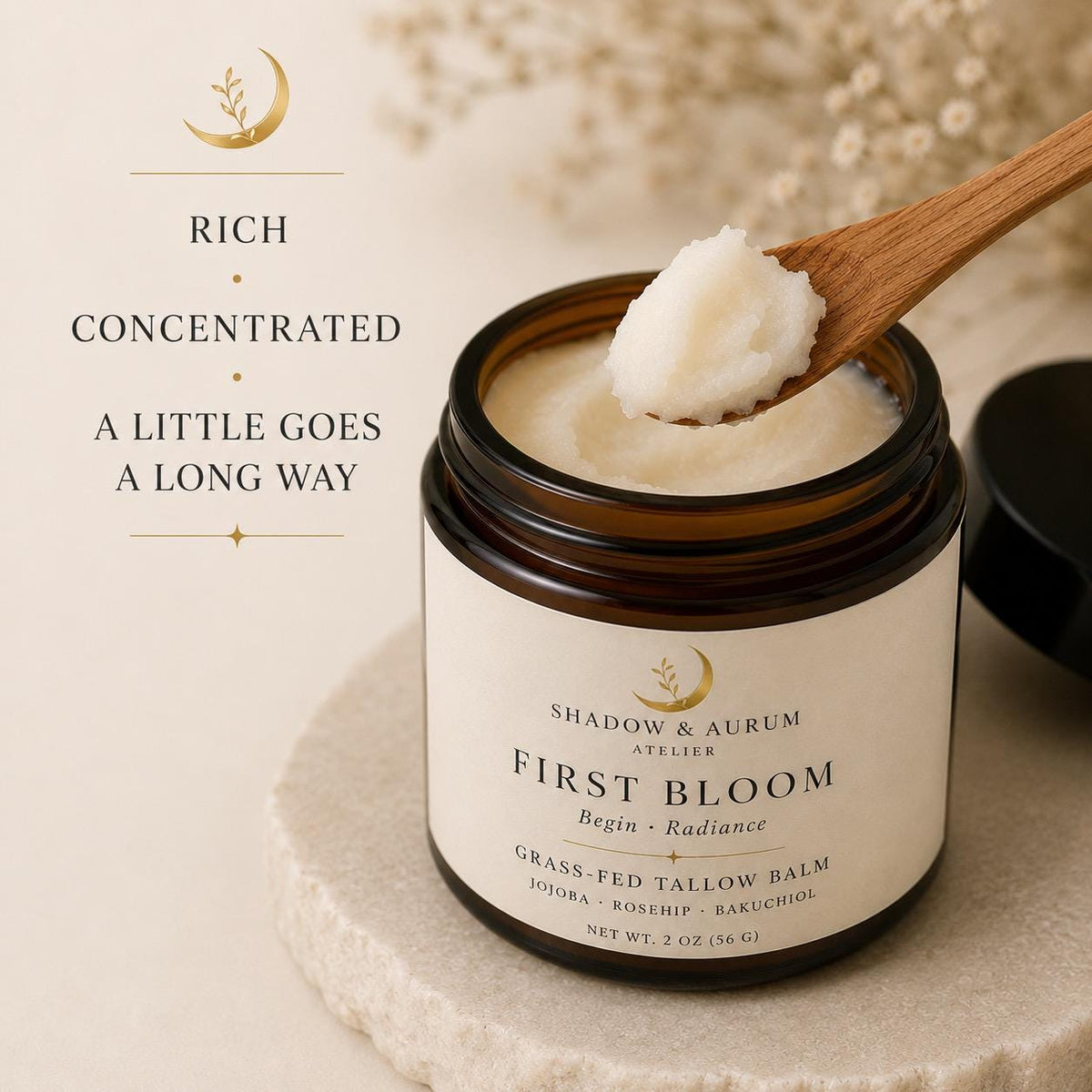 First Bloom Tallow Balm | Rosehip & Bakuchiol | Botanical Moisture Balm | Natural Skincare Ritual