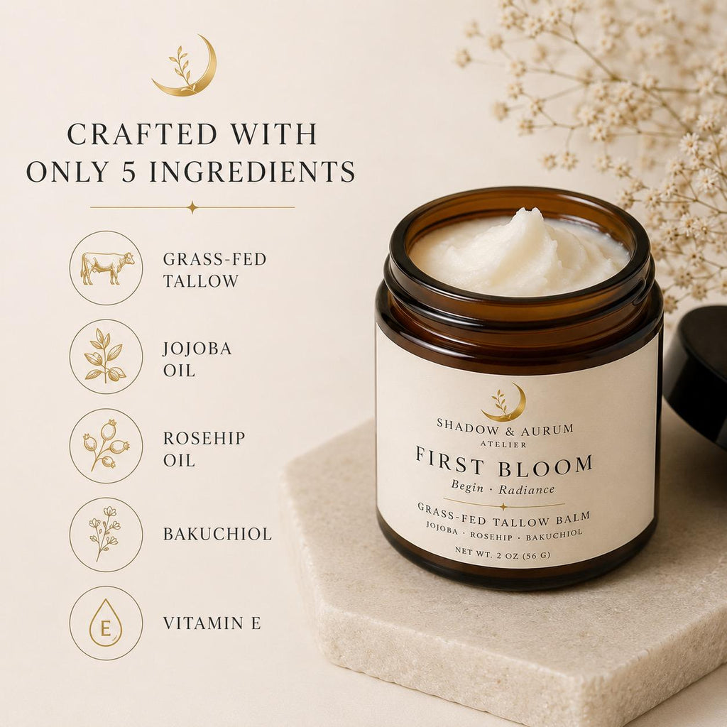 First Bloom Tallow Balm | Rosehip & Bakuchiol | Botanical Moisture Balm | Natural Skincare Ritual