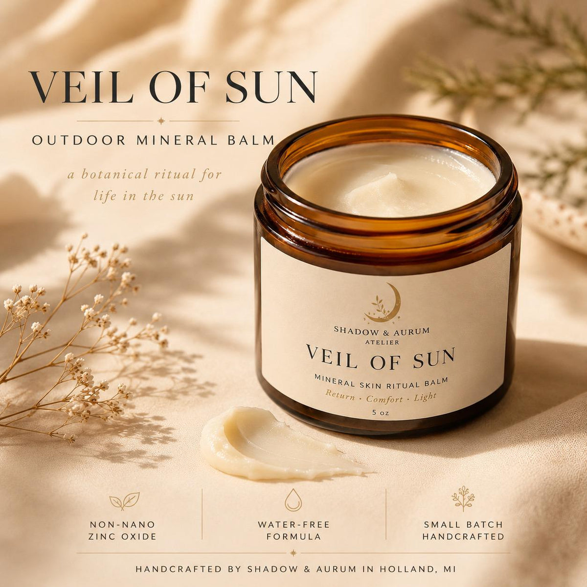 Outdoor Mineral Balm | Non-Nano Zinc Oxide Botanical Skin Ritual (Water-Free)