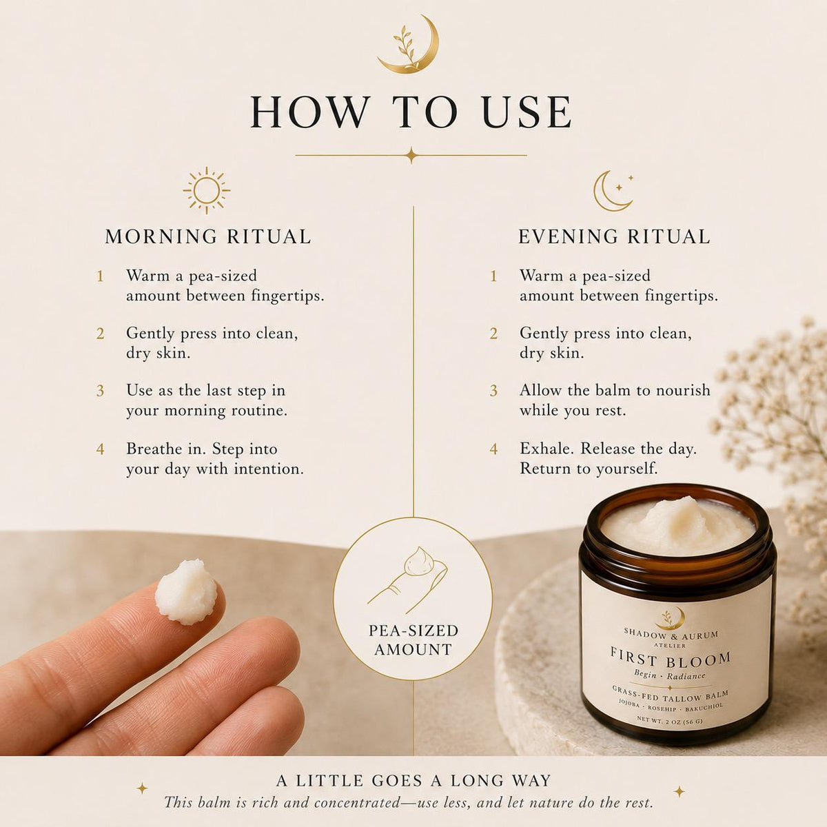 First Bloom Tallow Balm | Rosehip & Bakuchiol | Botanical Moisture Balm | Natural Skincare Ritual