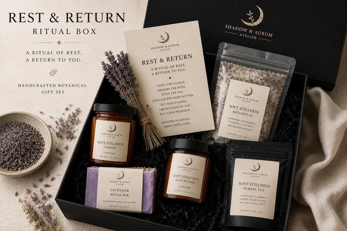 Rest & Return Ritual Box | Lavender Self-Care Bath, Candle, Tea Set