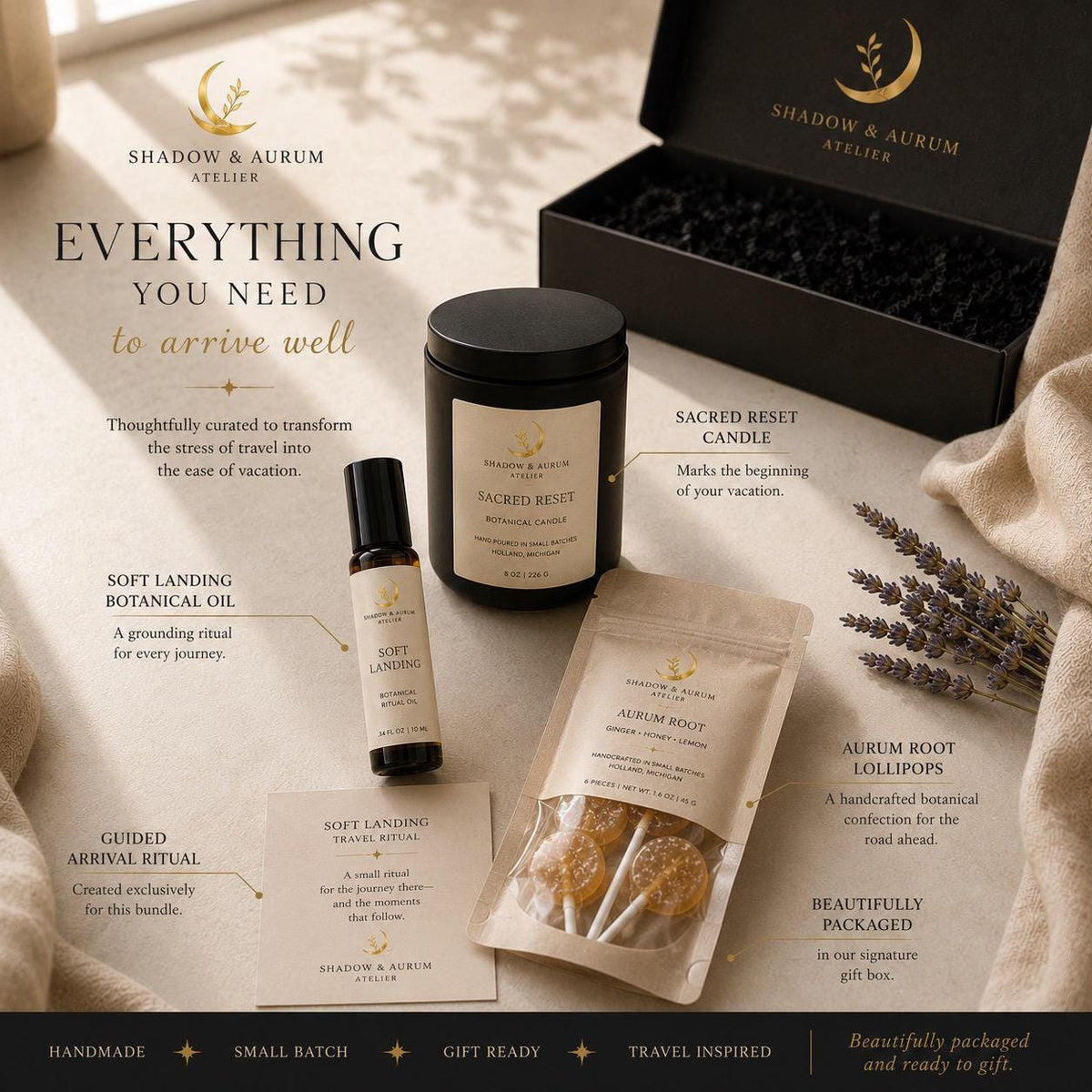 Travel Gift Set | Vacation Self Care | Relaxation Kit | Made for Transition Soft Landing Ritual