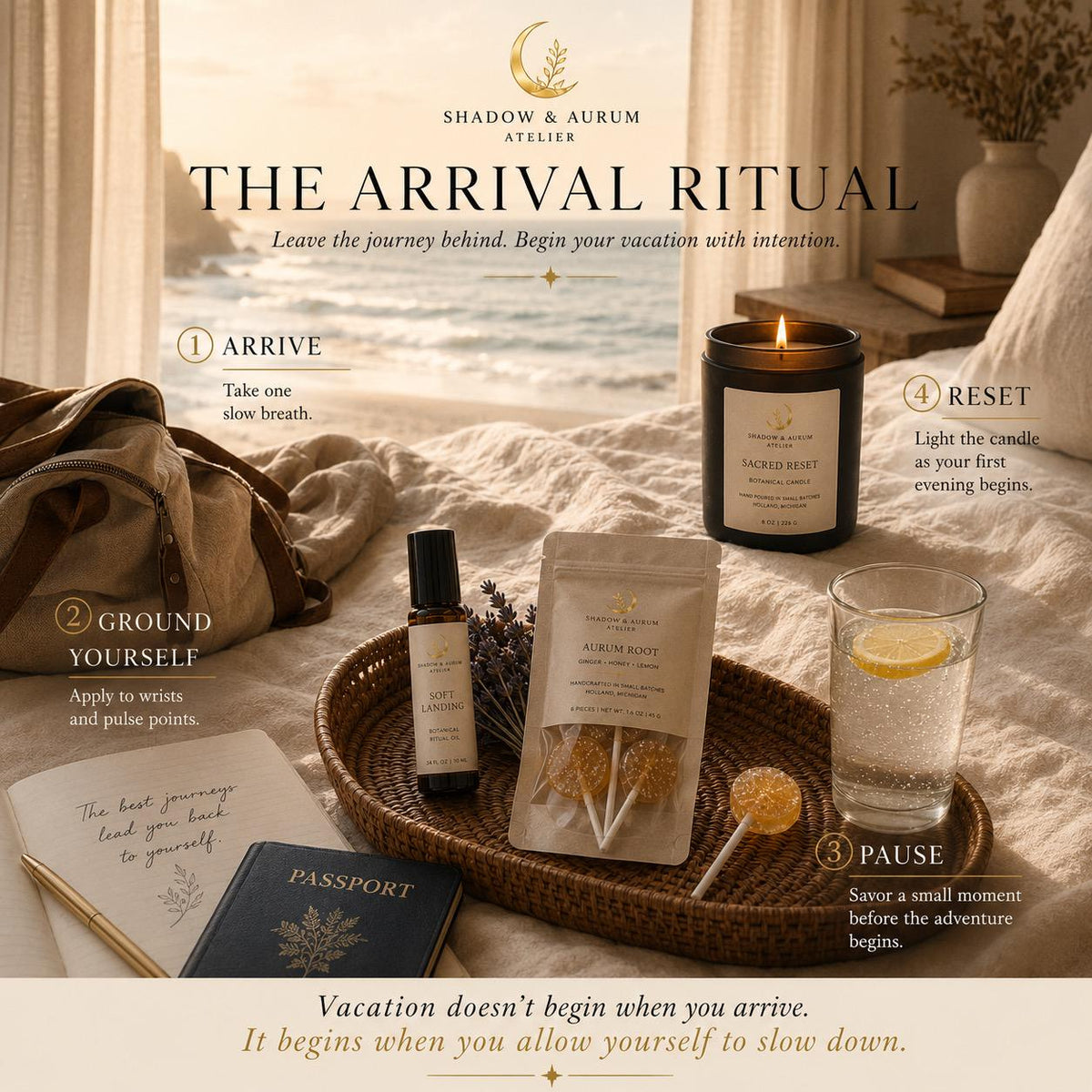 Travel Gift Set | Vacation Self Care | Relaxation Kit | Made for Transition Soft Landing Ritual