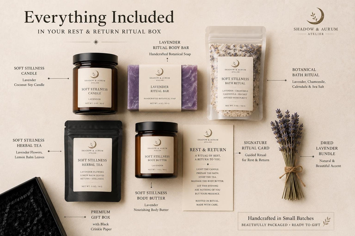 Rest & Return Ritual Box | Lavender Self-Care Bath, Candle, Tea Set