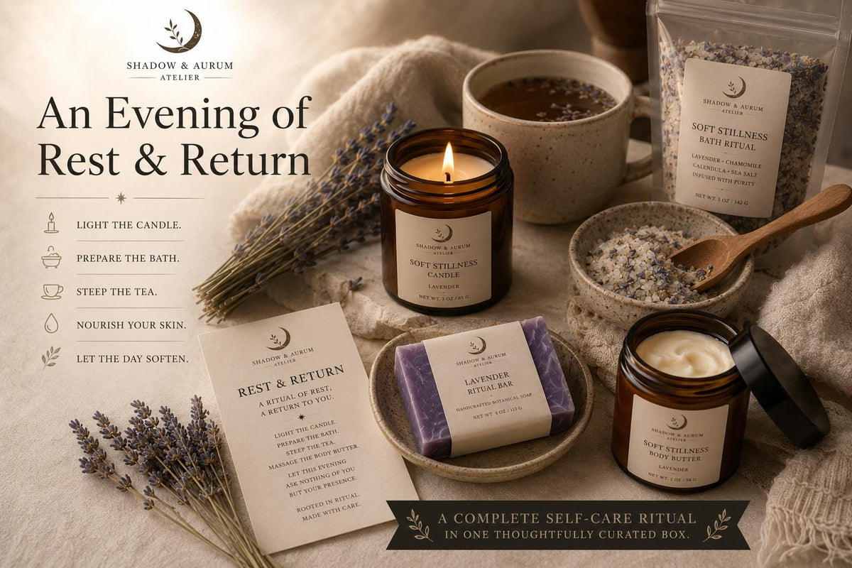 Rest & Return Ritual Box | Lavender Self-Care Bath, Candle, Tea Set