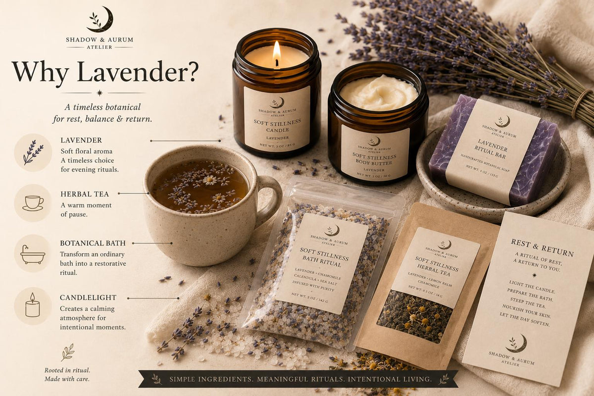 Rest & Return Ritual Box | Lavender Self-Care Bath, Candle, Tea Set