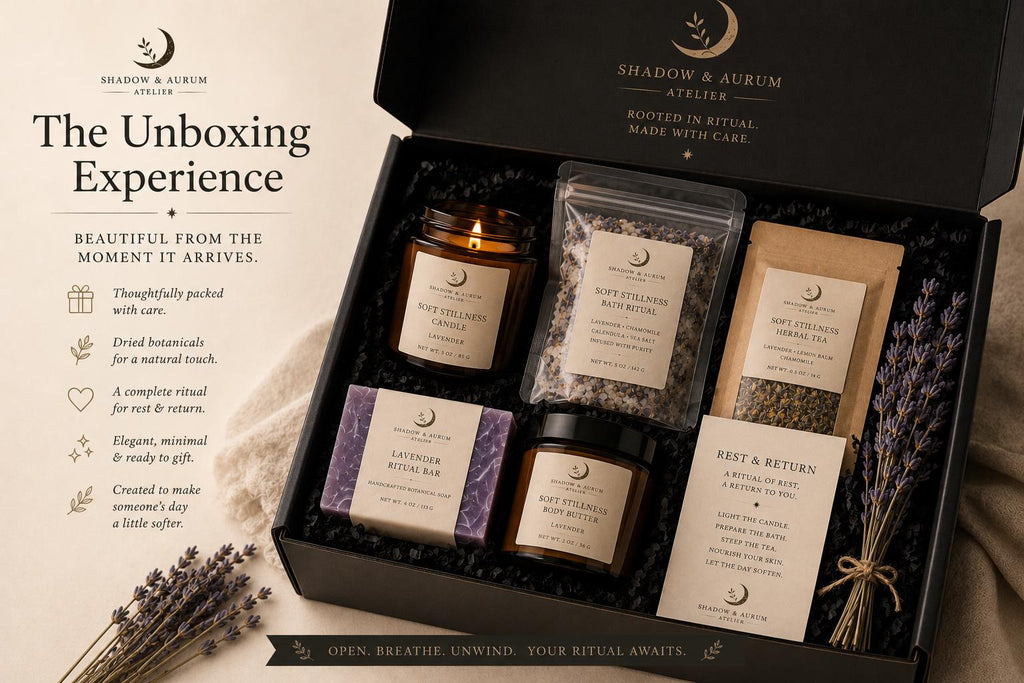 Rest & Return Ritual Box | Lavender Self-Care Bath, Candle, Tea Set