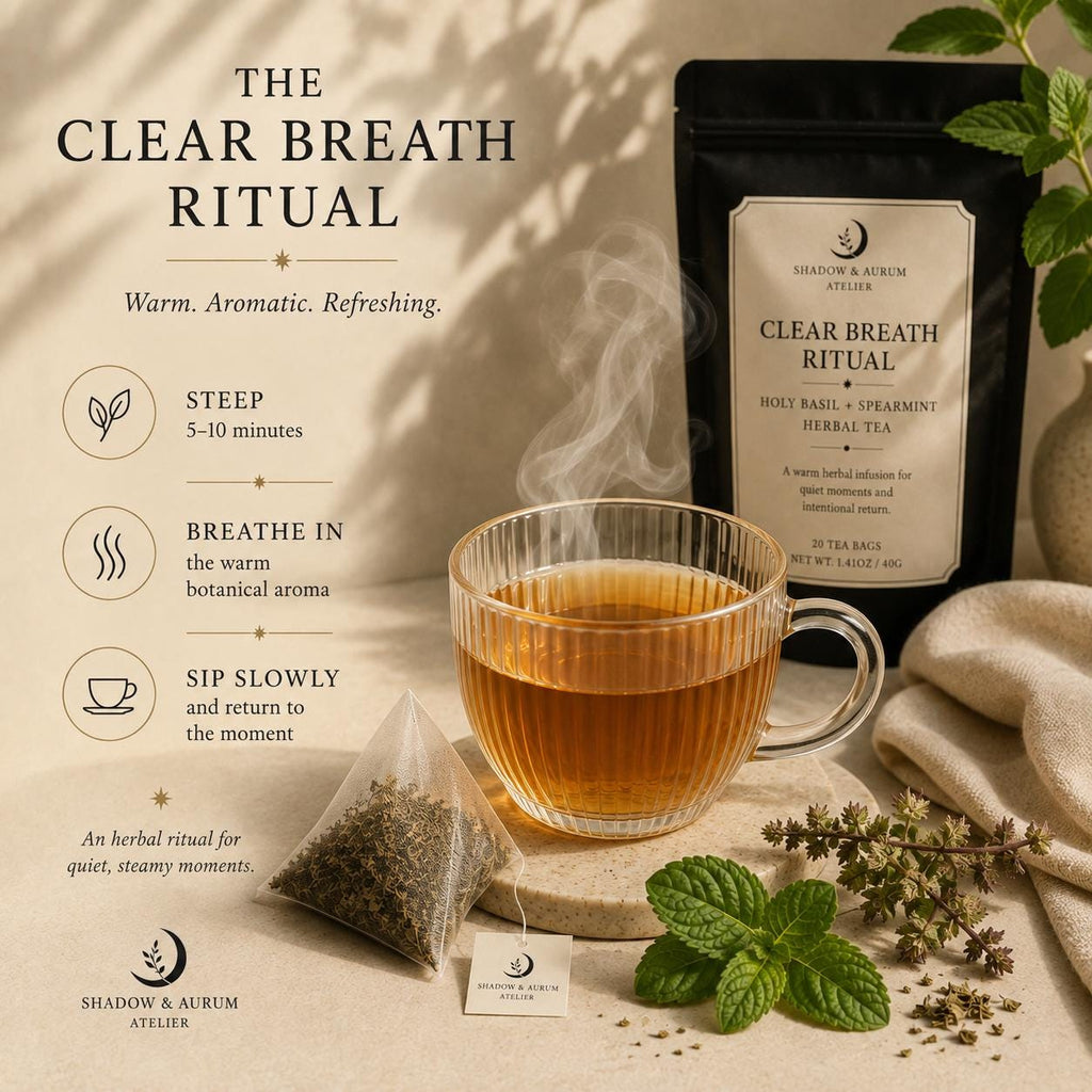 Holy Basil & Spearmint Herbal Tea | Clear Breath Ritual | Natural Support for the breath.
