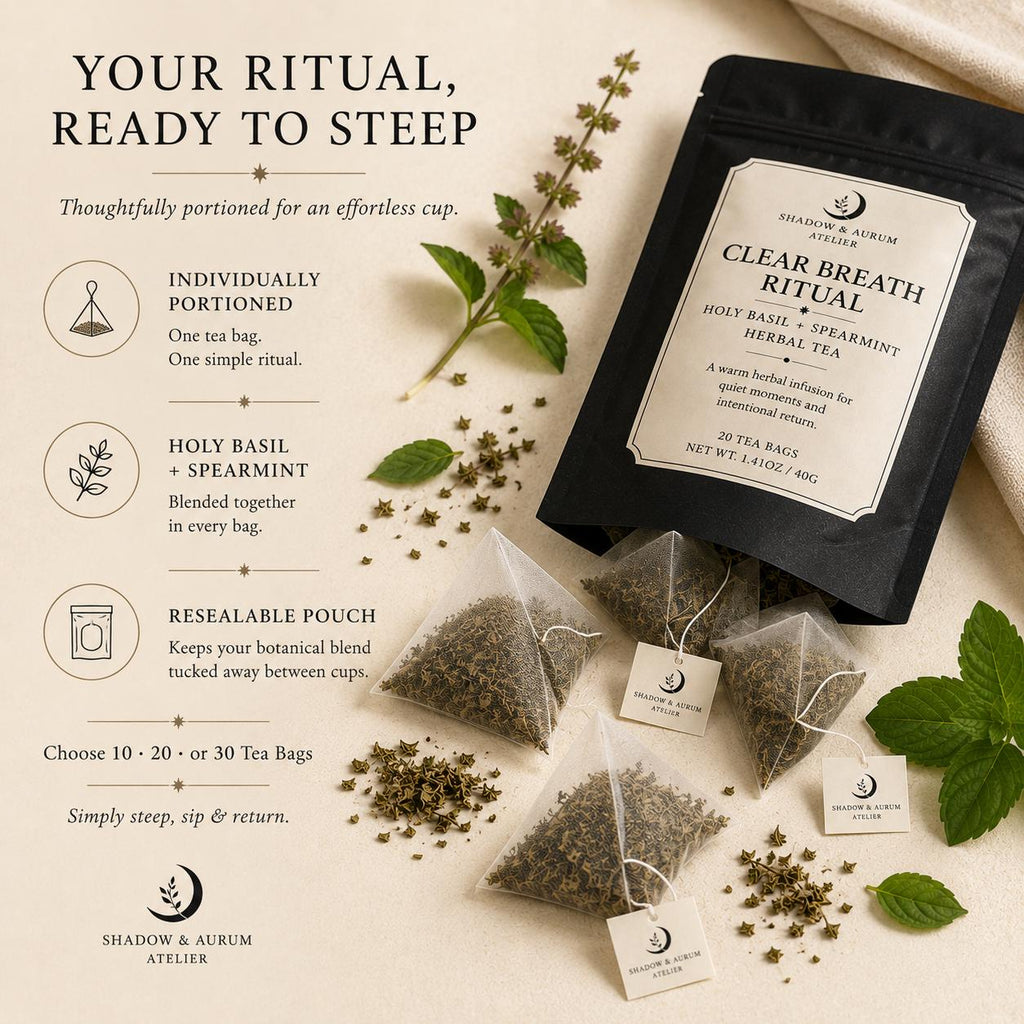 Holy Basil & Spearmint Herbal Tea | Clear Breath Ritual | Natural Support for the breath.