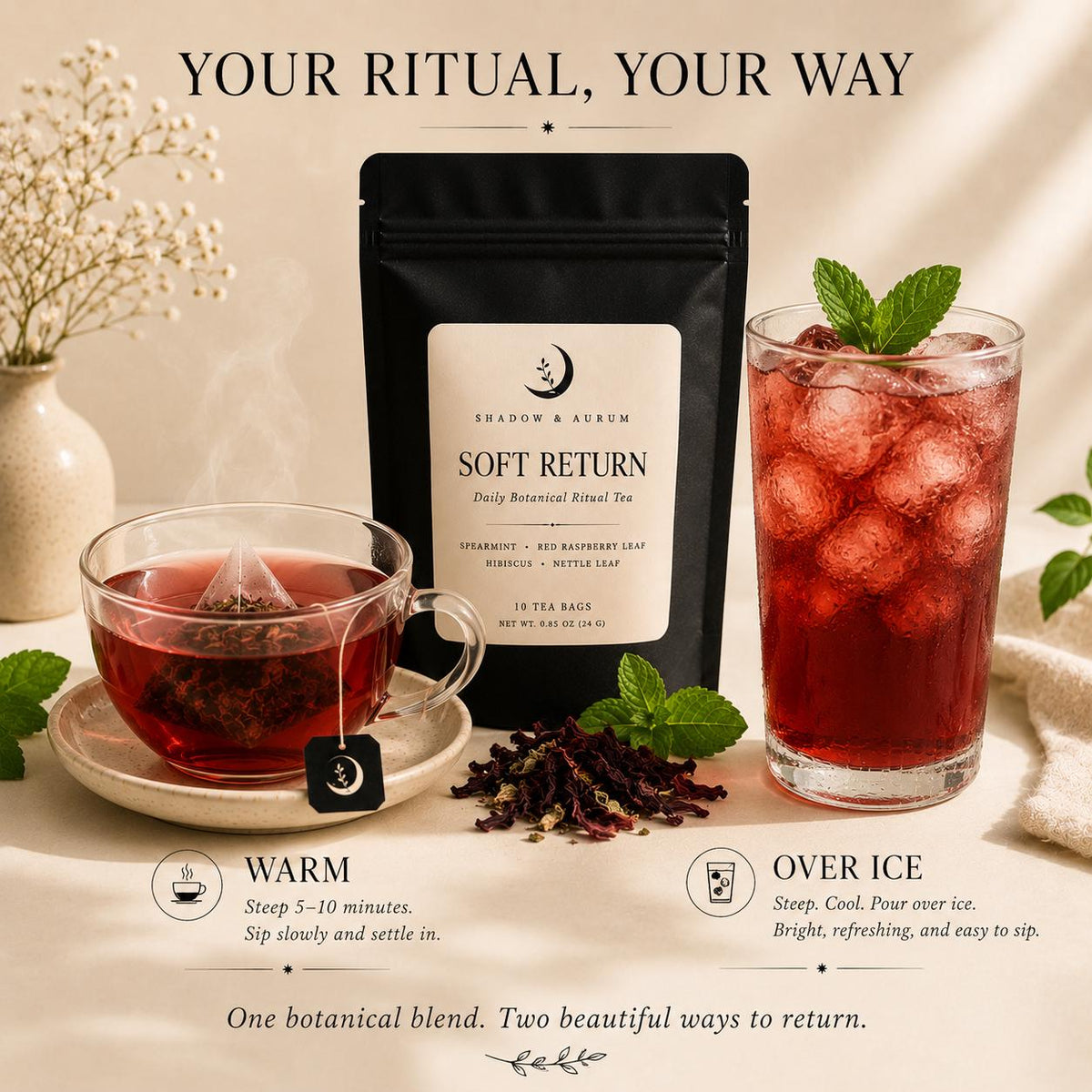 Spearmint Herbal Tea | Raspberry Leaf, Hibiscus & Nettle PCOS/ Period friendly