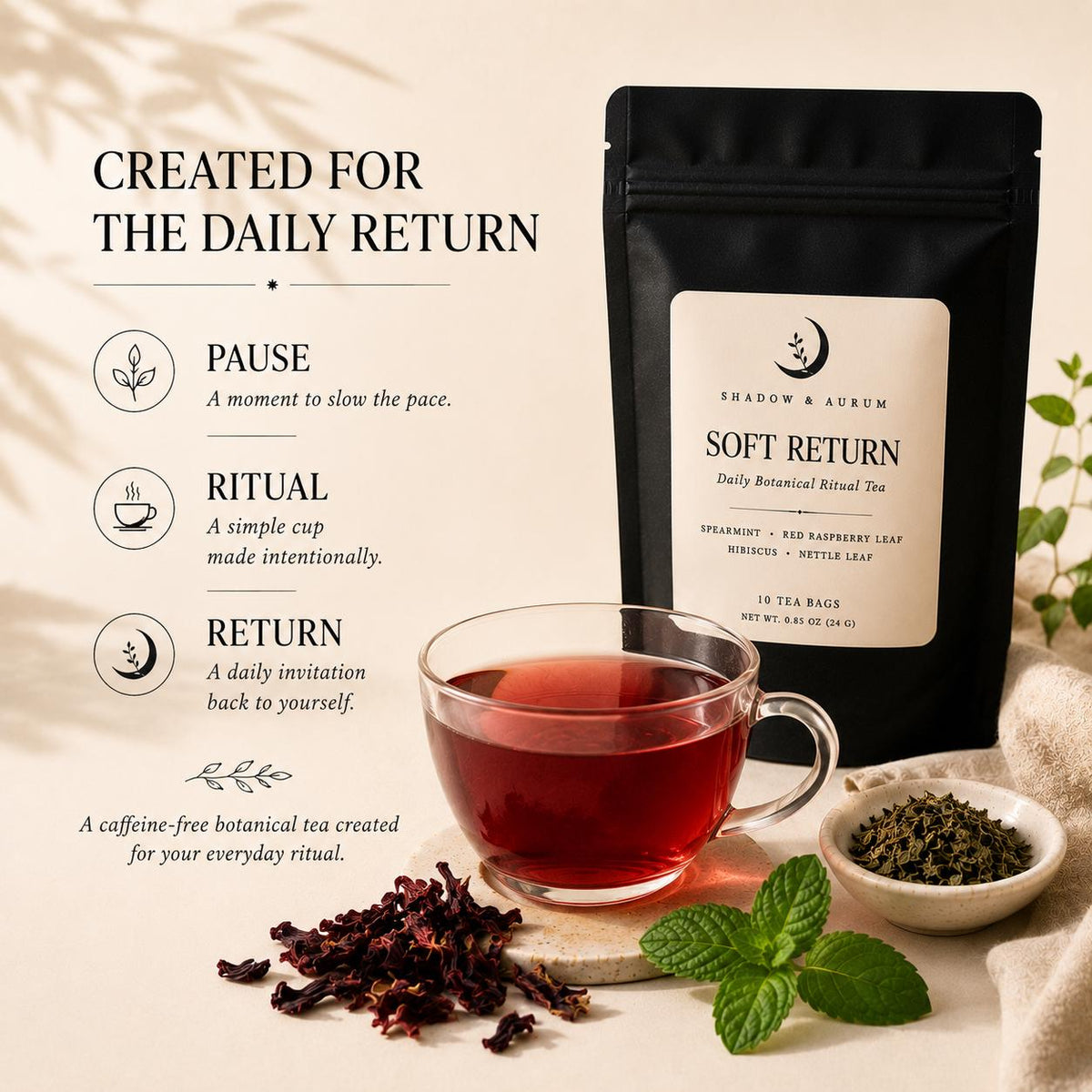 Spearmint Herbal Tea | Raspberry Leaf, Hibiscus & Nettle PCOS/ Period friendly