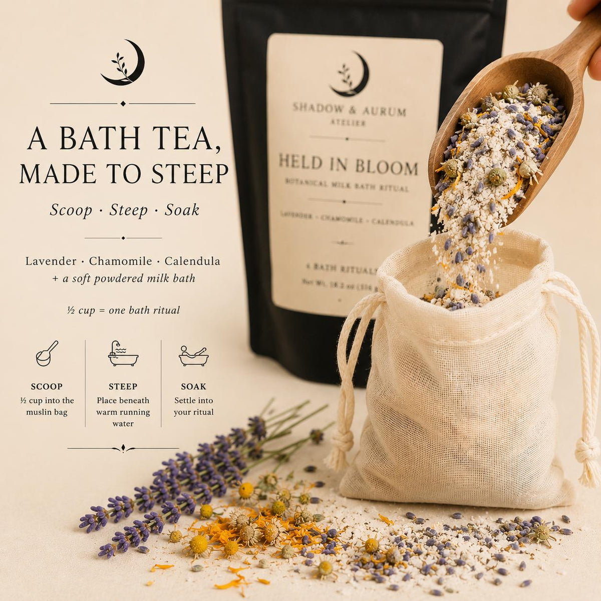 Lavender Milk Bath Tea with Chamomile & Calendula | Held in Bloom