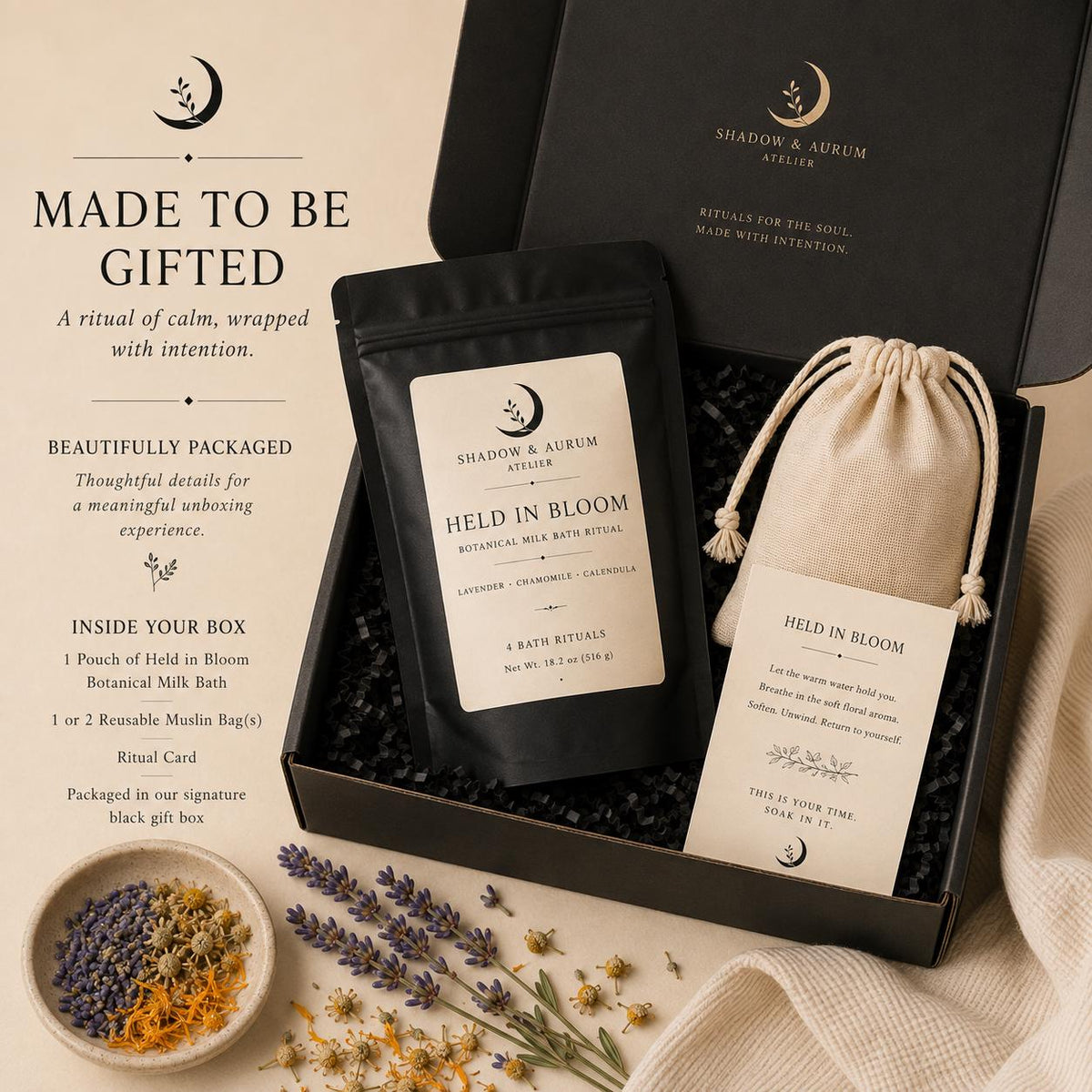 Lavender Milk Bath Tea with Chamomile & Calendula | Held in Bloom