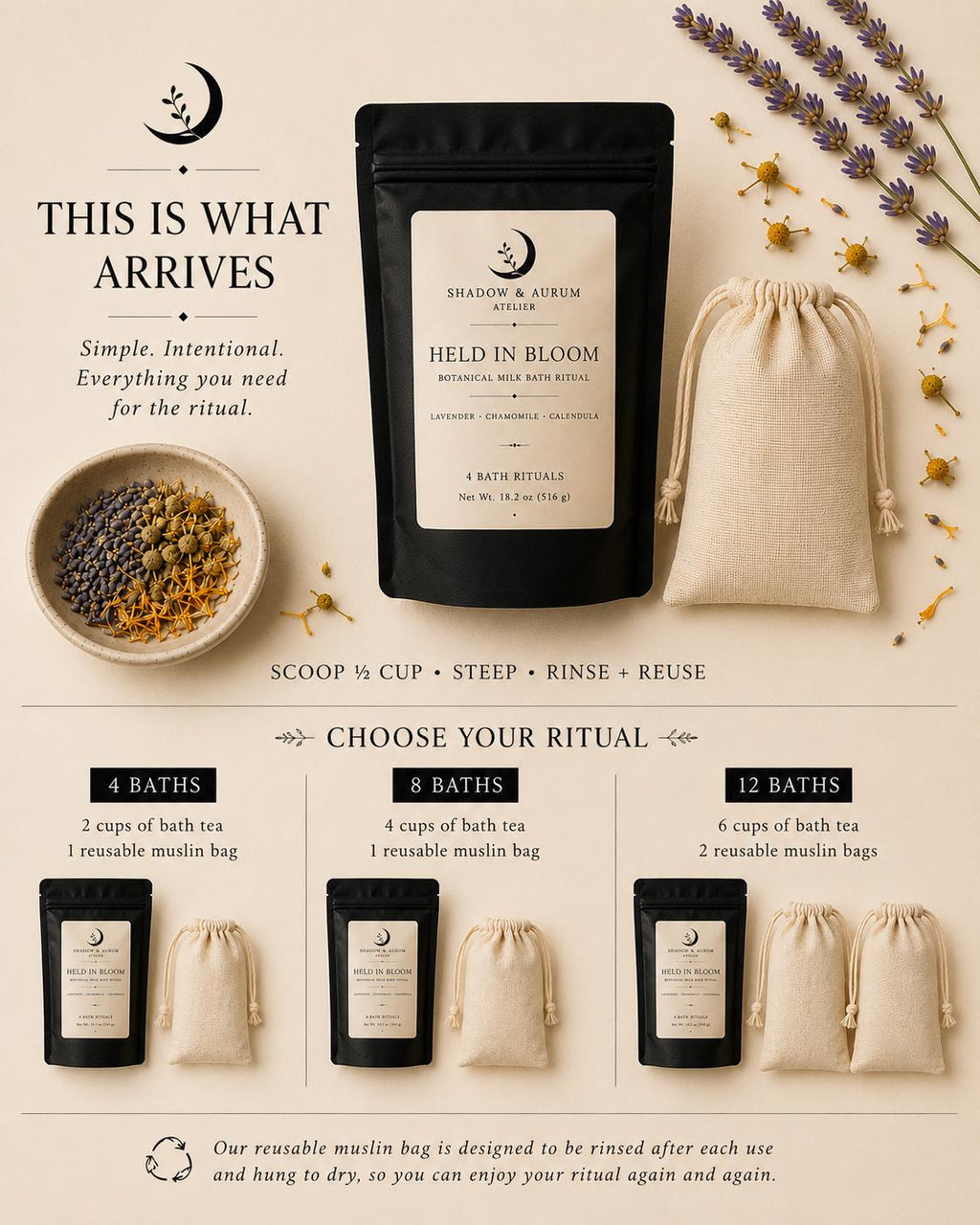 Lavender Milk Bath Tea with Chamomile & Calendula | Held in Bloom