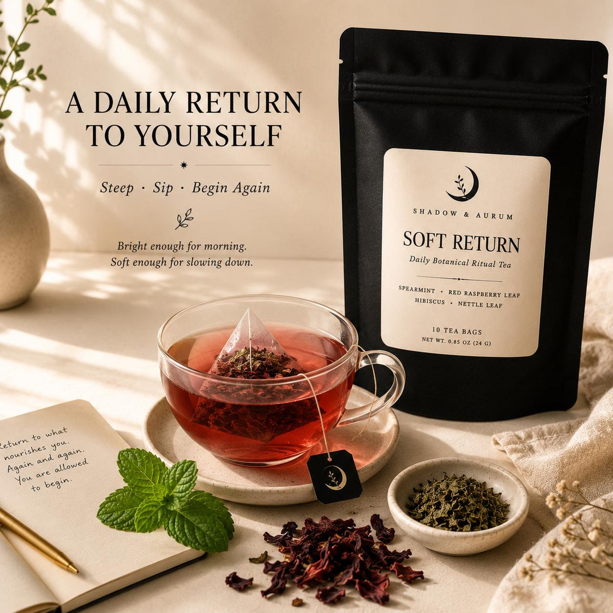 Spearmint Herbal Tea | Raspberry Leaf, Hibiscus & Nettle PCOS/ Period friendly